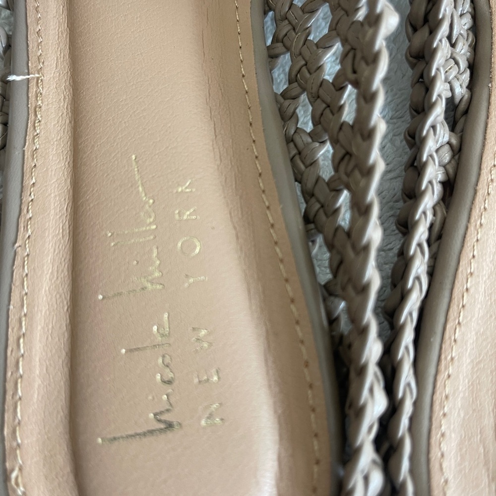 Nicole Miller Woven Slip-On Mules Women’s Size 10 Beige Braided Flats Boho Chic - Picture 4 of 5